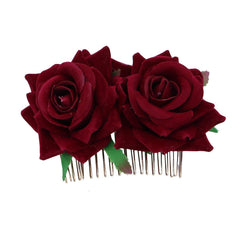Rose Flower Hair Comb Multiple Colors