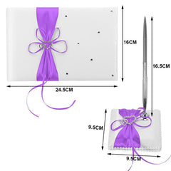 Satin Bows  Guest Book  With Pen 6 Colors