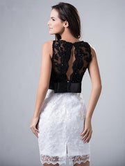 Sheath Appliques Lace Beaded Plus Size Short  Dresses Wedding