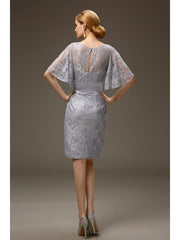 Sheath Half Sleeves Lace Plus Size Short Elegant Dresses Wedding