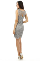 Sheath Short Mini Lace Wedding Party Dress