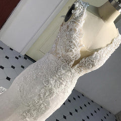 Sleeveless V Neckline Illusion Back Mermaid Lace Wedding Dress
