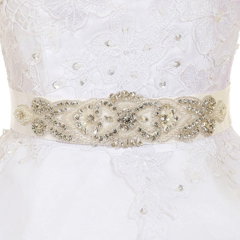 Sparkly Rhinestone Pearl Crystal Wedding Belt