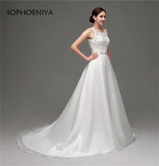 Square Collar Appliques Beaded Wedding dress