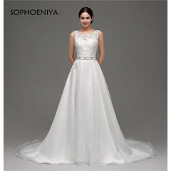 Square Collar Appliques Beaded Wedding dress