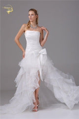 Strapless High Low Dress with Bow