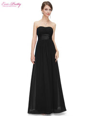 Strapless Ruched Bust Chiffon Long Bridesmaid Dress