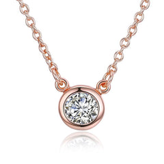 Swarovski Crystal 18K Rose Plated Bezel Necklace