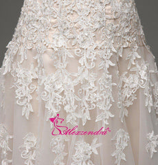 Sweetheart Tulle A Line Wedding Dress Appliqued 2 colors