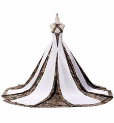 Sweetheart White and Camouflage Wedding Dress