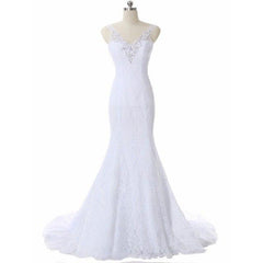V-Neck Mermaid Lace Wedding Dress