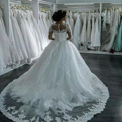 Vestidos De Noiva 2019 Elegant A Line Long Sleeve Wedding Dress