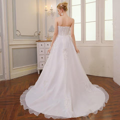 Vintage Belt Long Train Wedding Dress