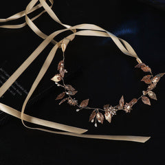 Wedding Headband Gold Leaf