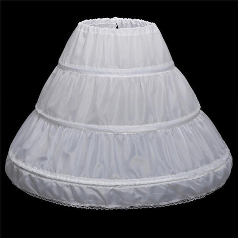 White Children Petticoat A-line 3 Hoops Kids Crinoline Underskirt