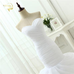 White Organza Simple Elegant Mermaid Wedding Dress