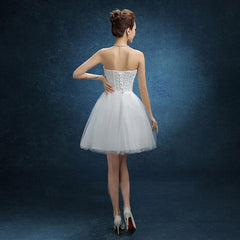 White Short Wedding Dress Strapless Lace Comes in Red Too!