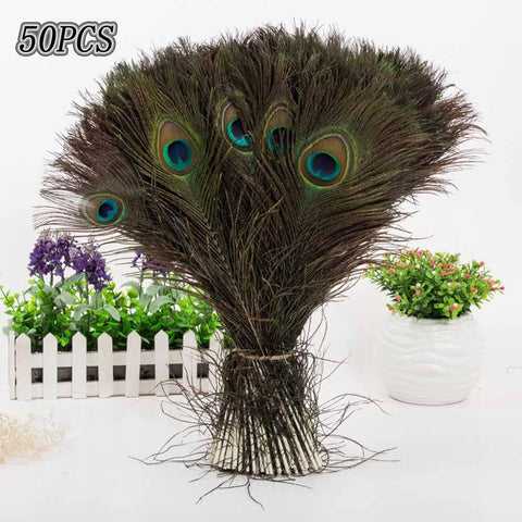 Wholesale 50pcs 25-30cm Natural Peacock Tail Feathers