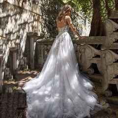 A Line Side Slit Wedding Dress