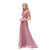 Shinning Wedding Party Dress Purpul Pink Lotus Leaf Short Sleeve Long Evening Dress V-neck A-line Prom Gowns Formal Robe