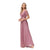 Shinning Wedding Party Dress Purpul Pink Lotus Leaf Short Sleeve Long Evening Dress V-neck A-line Prom Gowns Formal Robe