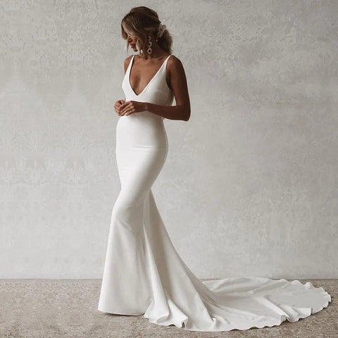 Sexy Open Back Mermaid Wedding Dress