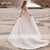 Lhuilier A-line Scoop Neck Beaded Wedding Dresses 2022 Lace Appliques Long Sleeves Court Train Floor Length Bridal Dress