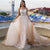 Elegant 2 In 1 Wedding Dress Champagne Tulle  With Gold Belt  Removable Train Appliques Lace Sleeveless Bridal Gowns
