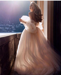 Puff Long Sleeves Country Bridal Gown