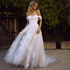 New Off the Shoulder African Wedding Dresses 2023 Appliques Vestido De Noiva Princess Bohemian Wedding Gowns
