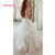 A-Line V-Neck Boho Wedding Dress Puffy Tulle Princess Bridal Dresses Plus Size Lace Appliques Backless Long Wedding Party Gowns