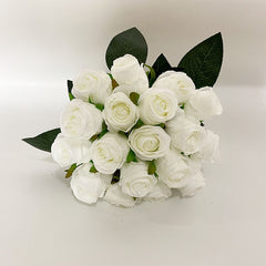 Artificial Bridal Bouquet Romantic Fake Silk Ivory Bridemaid Roses Tossing Bouquet For Wedding Ceremony Anniversary Party Decor