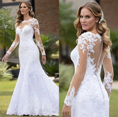 Lace Appliques Mermaid Wedding Gown
