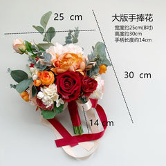 Botanical Wedding Bridal Bouquet Bridesmaid Hand Tied Artificial Flower Decoration Festive Party Wrist Flower Bridesmaid Bouquet