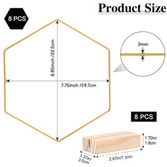 8Pcs Metal Floral Hoop with wooden base for Wedding Party Table Centerpiece Decoration DIY Wreath Flower Garland Home Ornaments