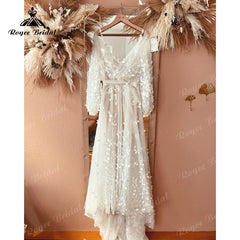 trouwjurk Spaghetti Straps Lace Appliques A Line Boho Wedding Dress with Jacket Vestidos De Novia 2023 Wedding Gown Beach Custom