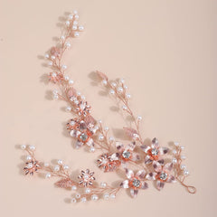 Bridal Gold Flower Leaf Headband Wedding Dress Accessories Bridal headdress hair .