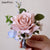 JaneVini Elegant Blue Silk Flowers Western Bridal Hand Bouquets Handmade Dusty Pink Roses Green Eucalyptus Wedding Bouquet Boho