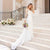 V Neck Long Sleeve Chiffon Beach Wedding Dresses Open Back White Lace Applique Bridal Dress Party Vestidos De Novia A-line