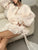 TWOTWINSTYLE Solid Blouse Mini Dresses For Women V Neck Long Sleeve Spliced Lace Up Sweet Style Dress Female Clothing Fashion