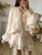 TWOTWINSTYLE Solid Blouse Mini Dresses For Women V Neck Long Sleeve Spliced Lace Up Sweet Style Dress Female Clothing Fashion