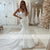 Lhuilier Women's Elegant Mermaid Lace Wedding Dresses Corset Back Sleeveless Lace Appliques Bridal Gown with Detachable Train