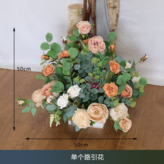 Wedding arch decoration top artificial flower row arrangement wedding background wall decoration hanging corner triangle flower