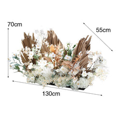Primary color natural dry cattail fan leaf artificial flower row outdoor wedding outdoor wedding arch background wall decoration