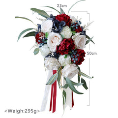 Artifical Rose Flowers Water Shape Wedding Bouquet Bride Holding Novia Accessoires De Mariage