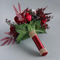 Red Artifical Rose Flowers Bridal Holding Bouquet Accessoires De Mariage Ramo Boda Novia