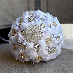 2023 Super  Wedding Bouquet Satin bridal bouquet Hand made Wedding Flower Rhinestone Bridesmaid Bouquet Crystal