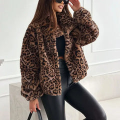 Casual Loose Outerwear Autumn Winter Woman Tops New Fashion Leopard Printing Women Coats Jackets Cardigan Clothes