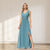 New V-neck Sleeveless Evening Dress Women Chiffon Long Party Dress A-line Side Split robes Formal Long Bridesmaid Dress