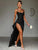 Mozision Spaghetti Strap Thigh High Split Sexy Maxi Dress Women Elegant Satin High Elastic Sleeveless Backless Club Party Dress